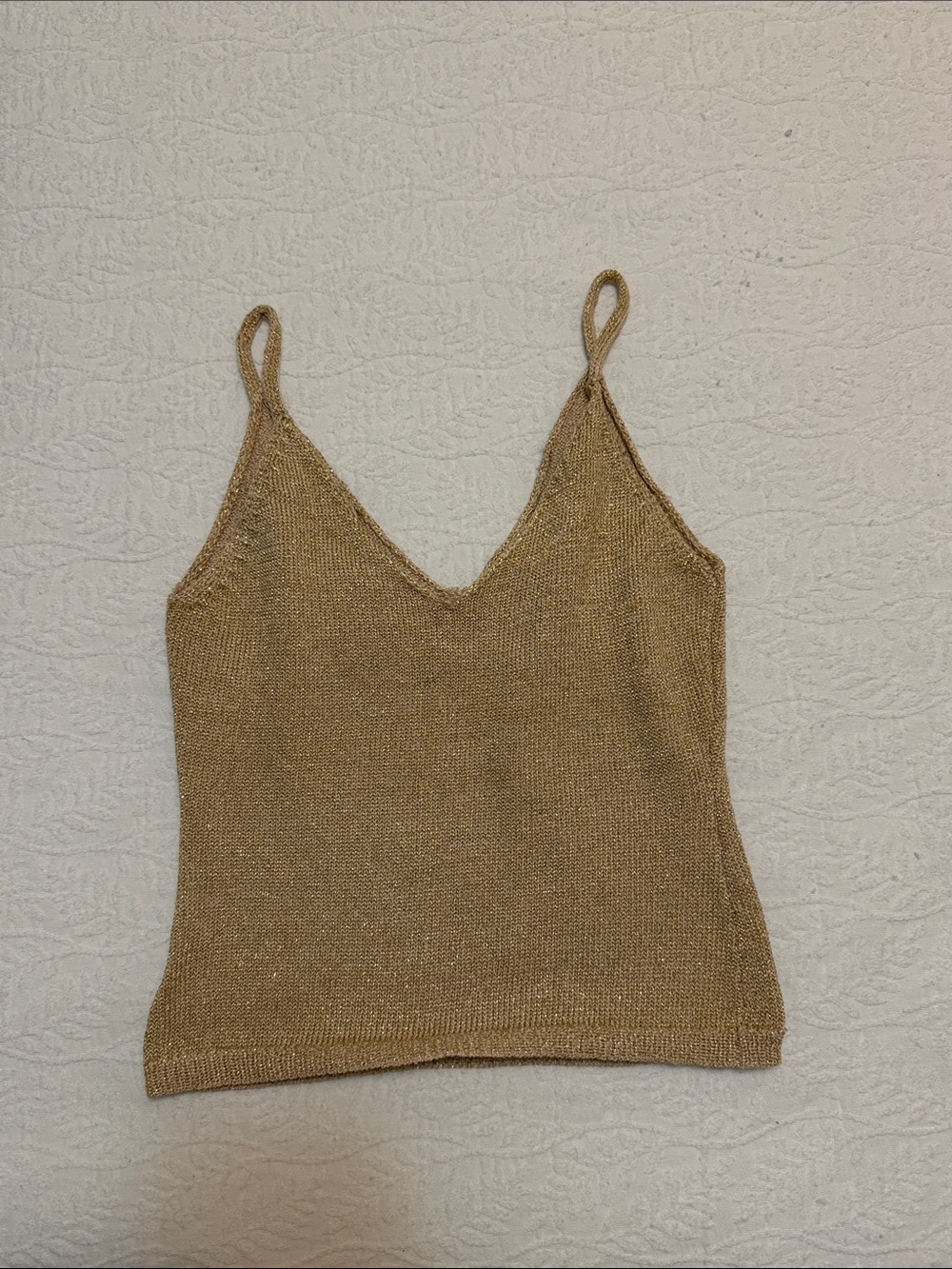 Nordstrom Metallic Gold Knit V-Neck Camisole
